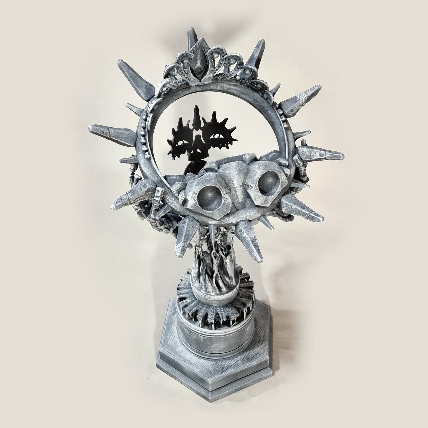 Saint (3D Printed Sculpture).  Print Time: 2 Month.  Weight: 3 Kg.  Dimension: 40"x48"x90" Cm.  Material: PLA Filament, Gray.  Color: Black Matte Patina over Gray, Full Matte.  Shipment: Totally free Worldwide.