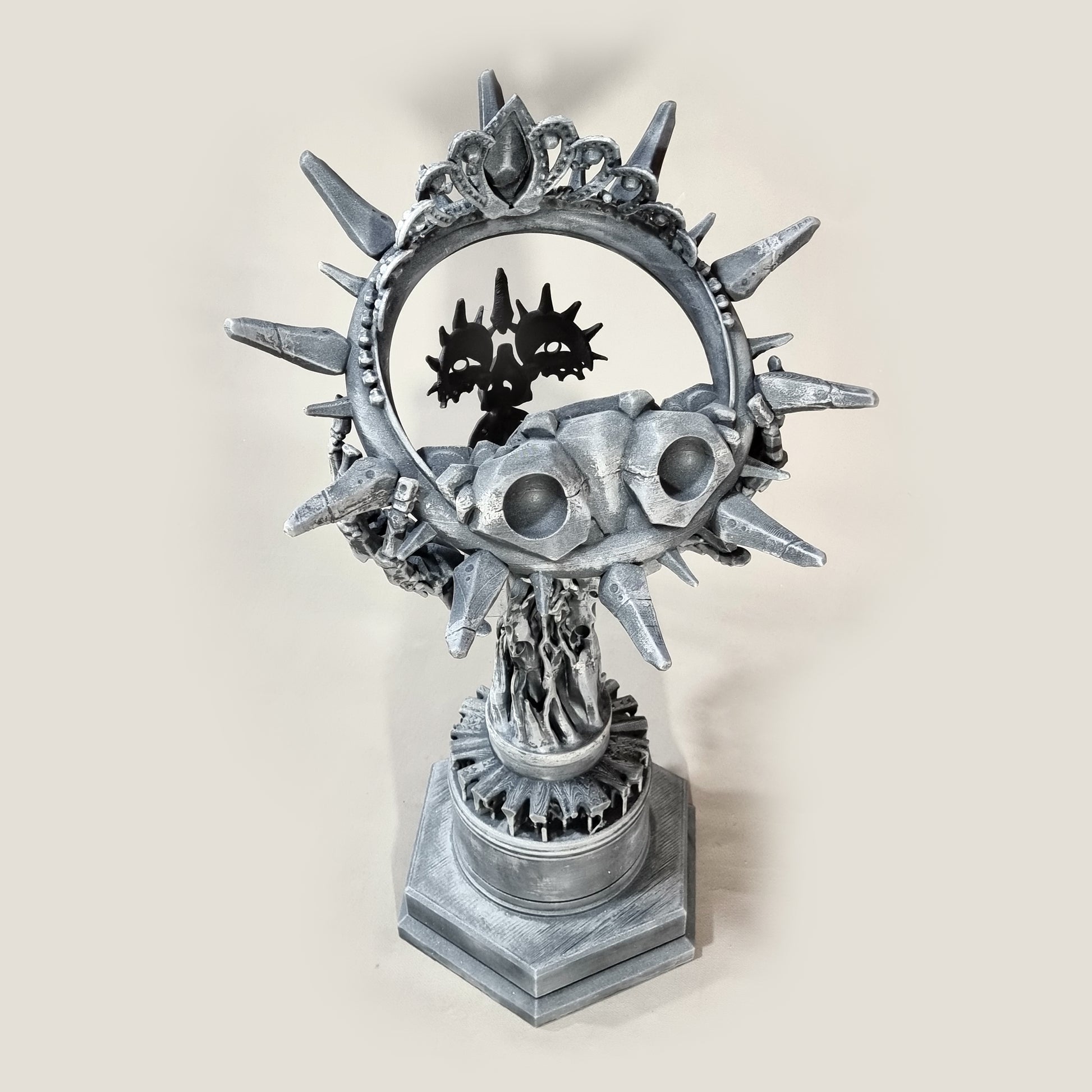 Saint (3D Printed Sculpture).  Print Time: 2 Month.  Weight: 3 Kg.  Dimension: 40"x48"x90" Cm.  Material: PLA Filament, Gray.  Color: Black Matte Patina over Gray, Full Matte.  Shipment: Totally free Worldwide.